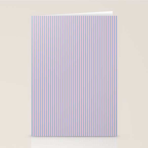 Ultra Fine Stripes Light Blue and Baby Pink Vertical Pattern Stationery Card Gallery Image 2