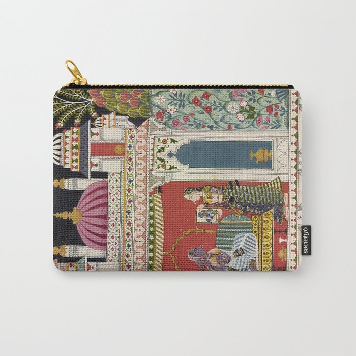 Antique Indian Illustration Princess Mirror Carry All Pouch Gallery Image 1