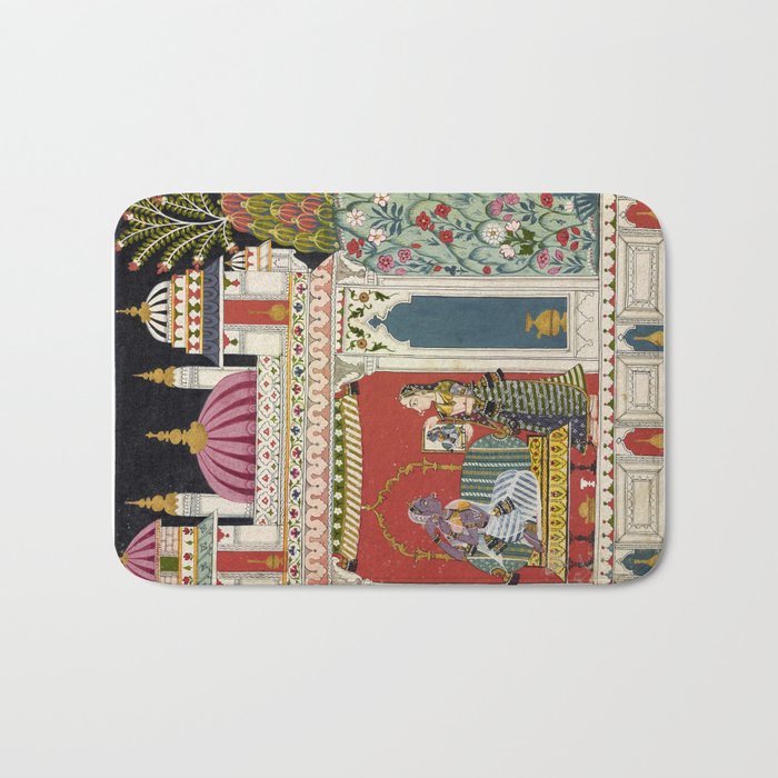 Antique Indian Illustration Princess Mirror Bath Mat Gallery Image 1