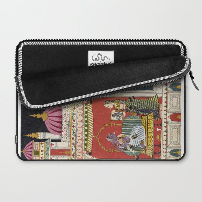Antique Indian Illustration Princess Mirror Laptop Sleeve Gallery Image 2