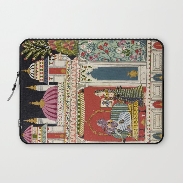 Antique Indian Illustration Princess Mirror Laptop Sleeve Gallery Image 1