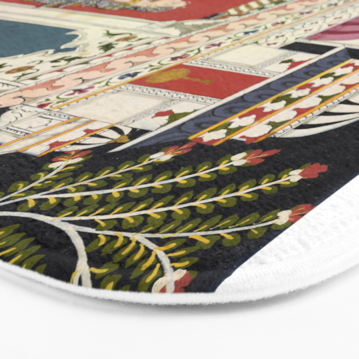 Antique Indian Illustration Princess Mirror Bath Mat Gallery Image 3