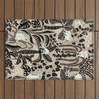 Jungle adventure bohemian black Outdoor Rug Gallery Image 1