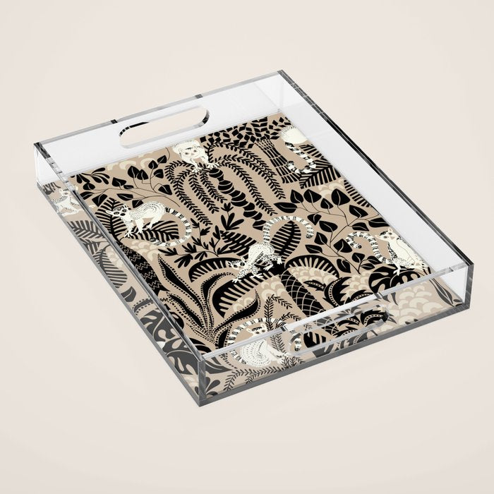 Jungle adventure bohemian black Acrylic Tray Gallery Image 1