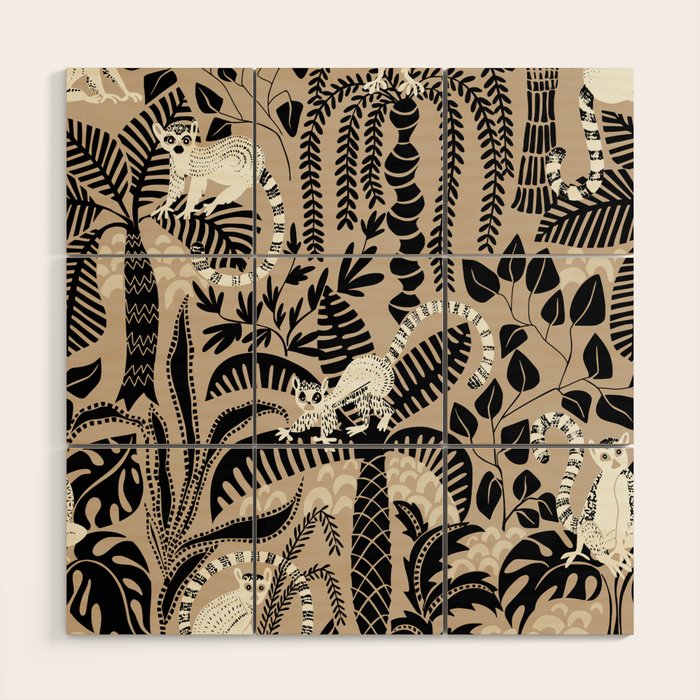 Jungle adventure bohemian black Wood Wall Art Gallery Image 1
