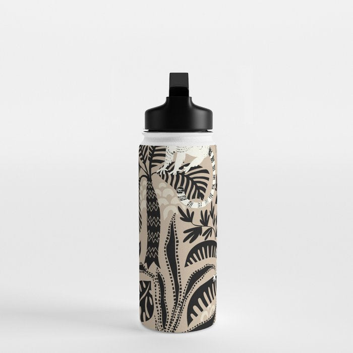 Jungle adventure bohemian black Water Bottle Gallery Image 3