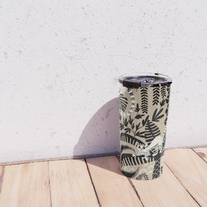 Jungle adventure bohemian black Travel Mug Gallery Image 4