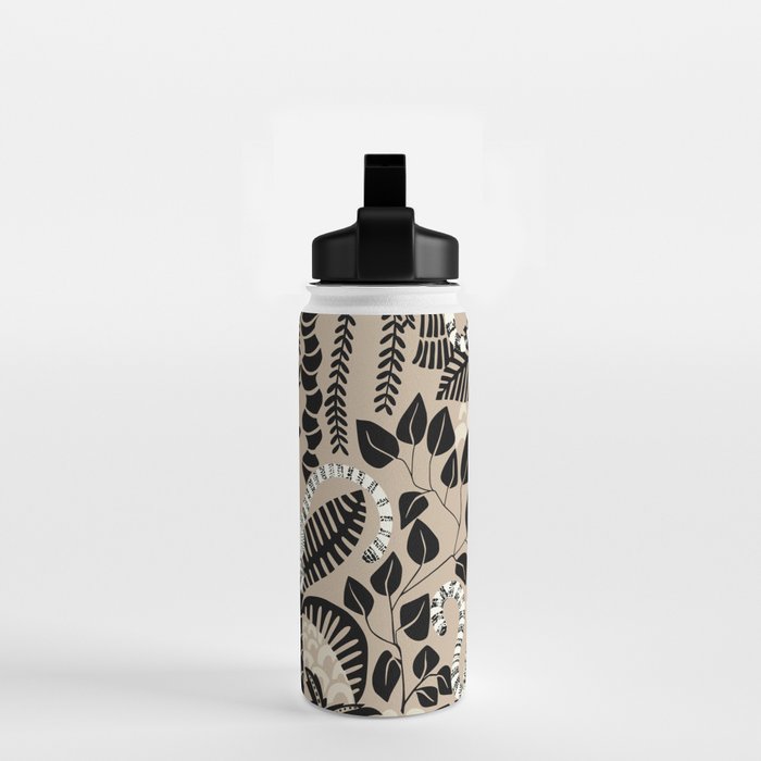 Jungle adventure bohemian black Water Bottle Gallery Image 2