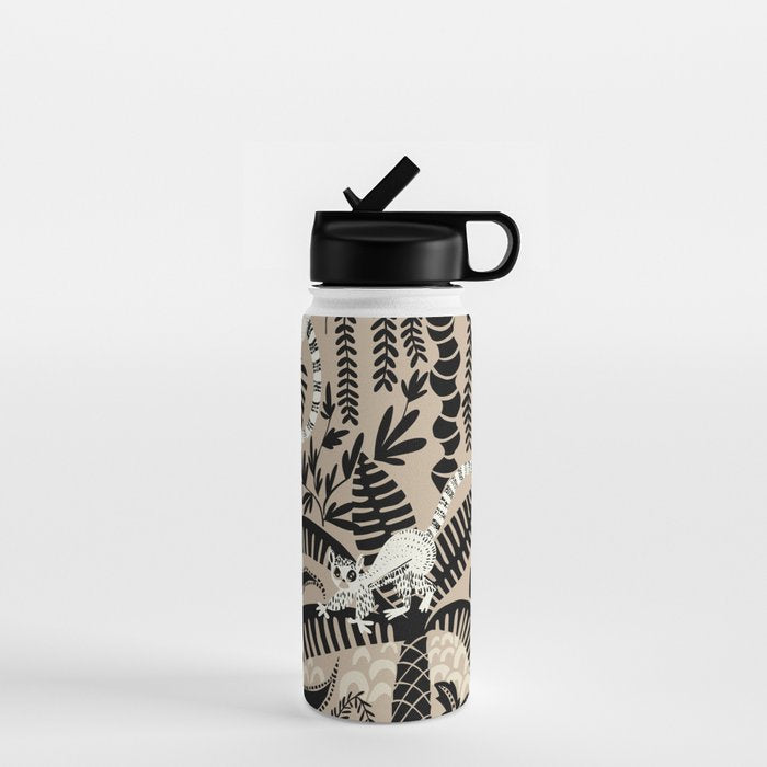 Jungle adventure bohemian black Water Bottle Gallery Image 1