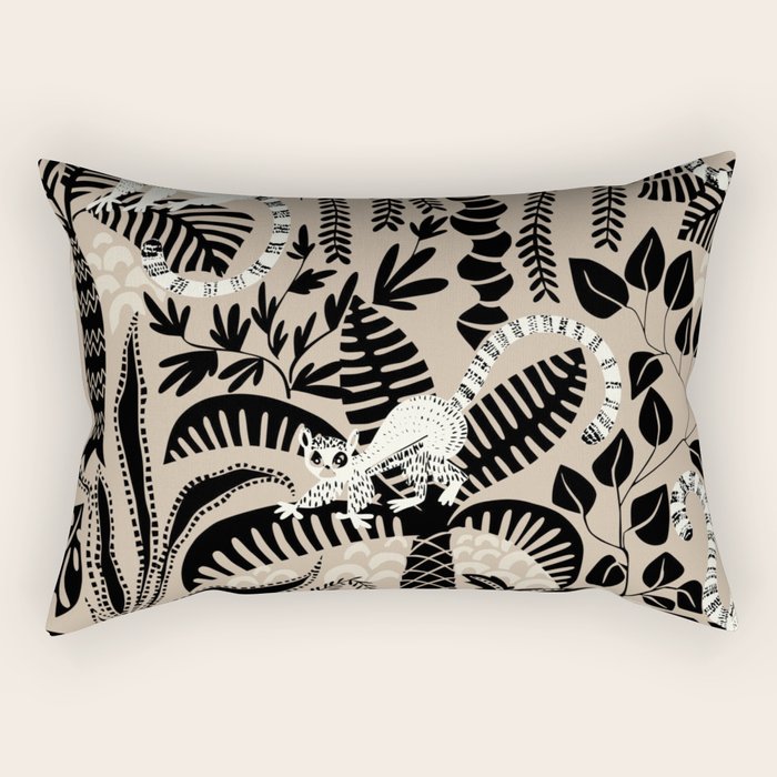 Jungle adventure bohemian black Rectangular Pillow Gallery Image 2