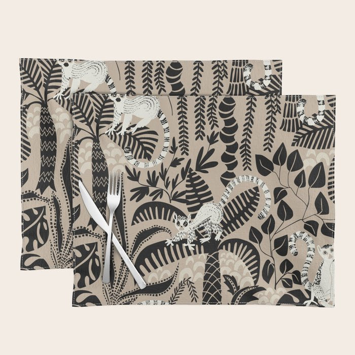Jungle adventure bohemian black Placemat Gallery Image 1