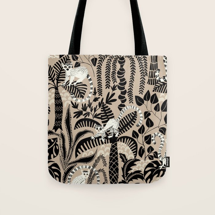 Jungle adventure bohemian black Tote Bag Gallery Image 1