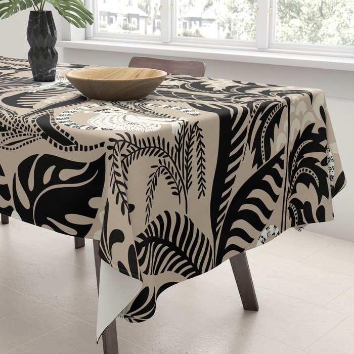Jungle adventure bohemian black Tablecloth Gallery Image 3