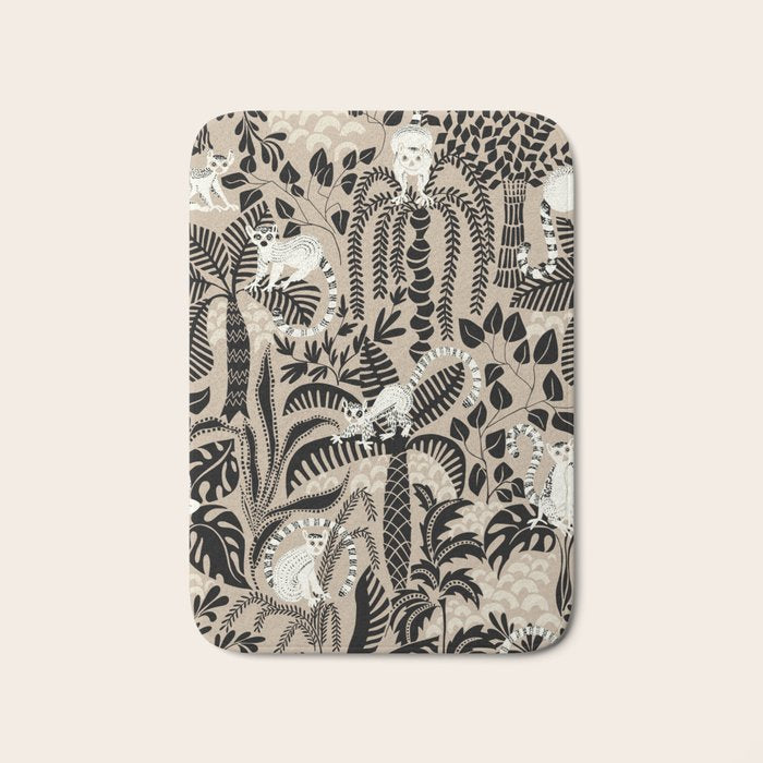 Jungle adventure bohemian black Bath Mat Gallery Image 1