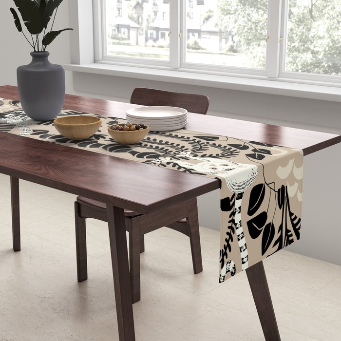 Jungle adventure bohemian black Table Runner Gallery Image 2