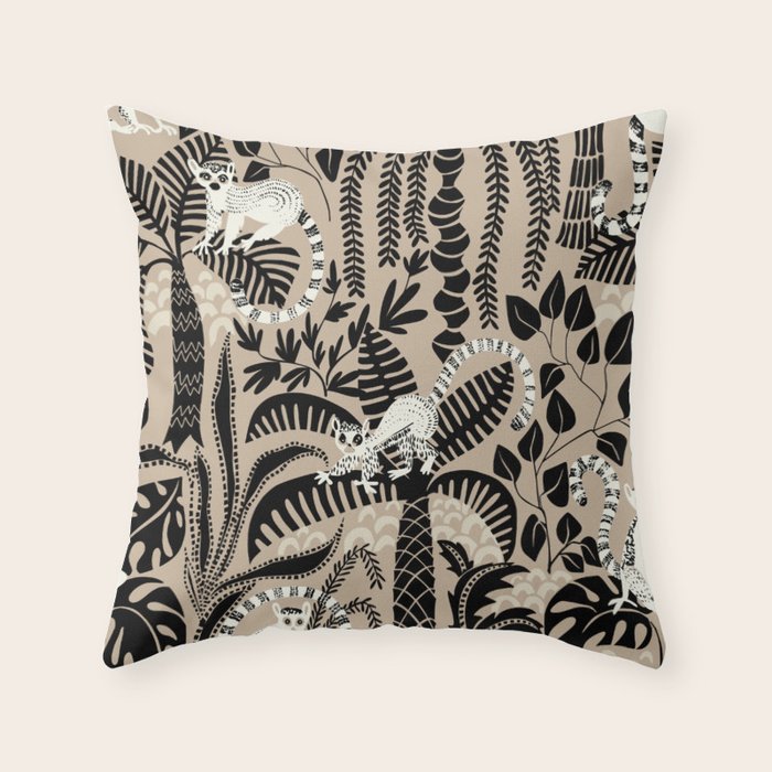Jungle adventure bohemian black Throw Pillow Gallery Image 6