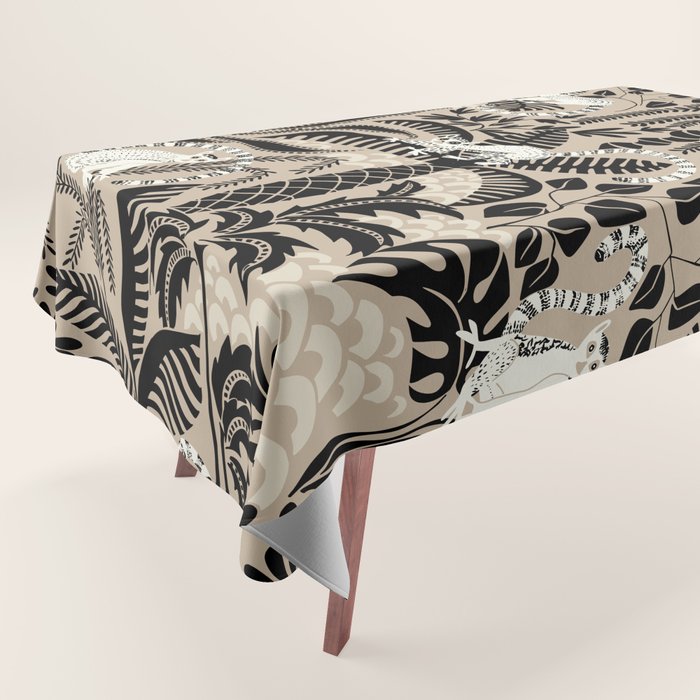 Jungle adventure bohemian black Tablecloth