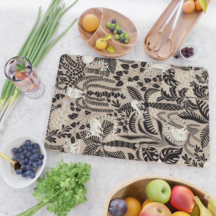 Jungle adventure bohemian black Cutting Board Gallery Image 2