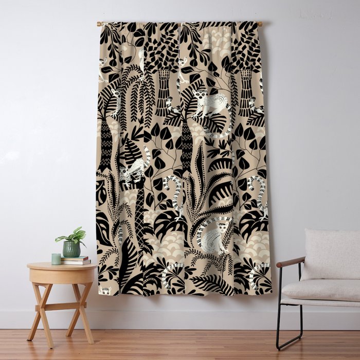 Jungle adventure bohemian black Window Curtain Gallery Image 1