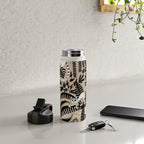 Jungle adventure bohemian black Water Bottle Gallery Image 4