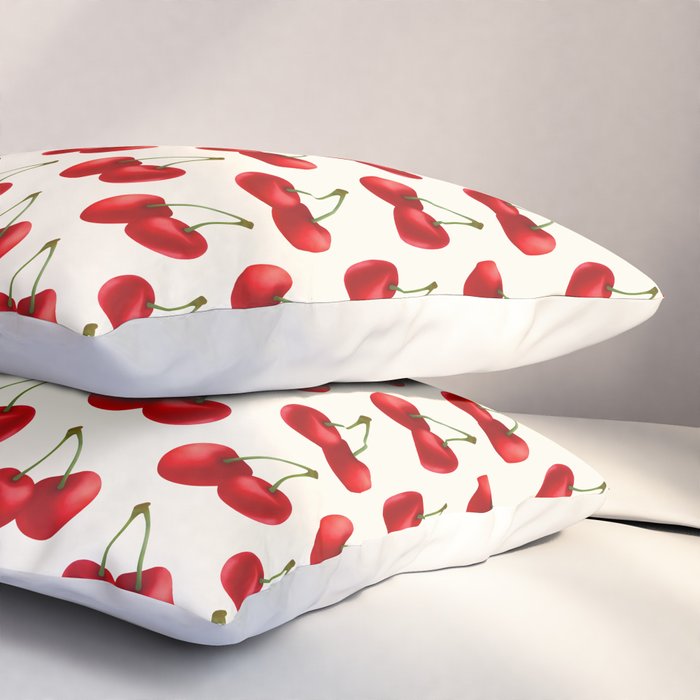 Y2K Cherries - Creme Pattern Large Pillow Sham Gallery Image 3