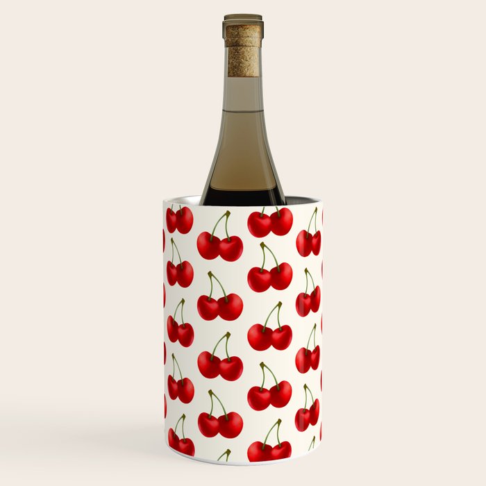 Y2K Cherries - Creme Pattern Large Wine Chiller Gallery Image 1