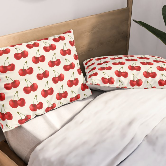 Y2K Cherries - Creme Pattern Large Pillow Sham Gallery Image 2