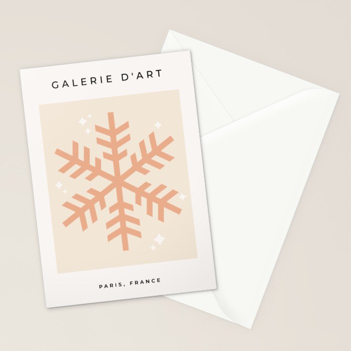 Snowflake Boho Christmas Decor Modern Earth Tones Stationery Card Gallery Image 2