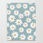 Daisies - daisy floral repeat, daisy flowers, 70s, retro, black, daisy florals dusty blue Notebook Gallery Image 4