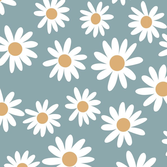Daisies - daisy floral repeat, daisy flowers, 70s, retro, black, daisy florals dusty blue Coffee Mug Gallery Image 2