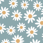 Daisies - daisy floral repeat, daisy flowers, 70s, retro, black, daisy florals dusty blue Coffee Mug Gallery Image 2