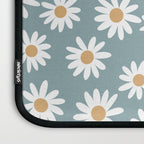 Daisies - daisy floral repeat, daisy flowers, 70s, retro, black, daisy florals dusty blue Laptop Sleeve Gallery Image 3