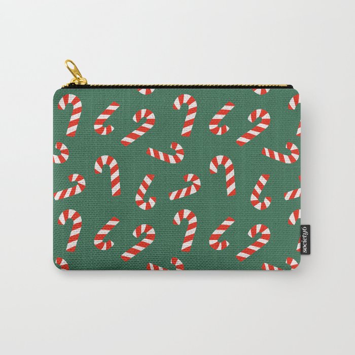 Candy Canes - Green Carry All Pouch Gallery Image 1