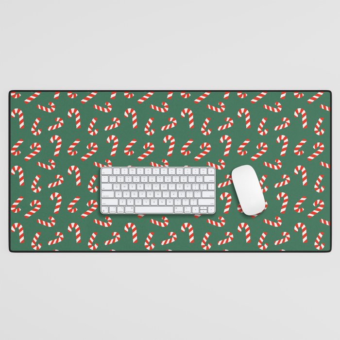 Candy Canes - Green Desk Mat Gallery Image 1