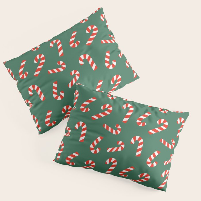 Candy Canes - Green Pillow Sham Gallery Image 1