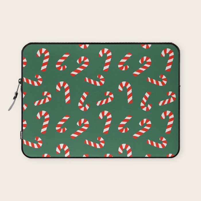 Candy Canes - Green Laptop Sleeve Gallery Image 1