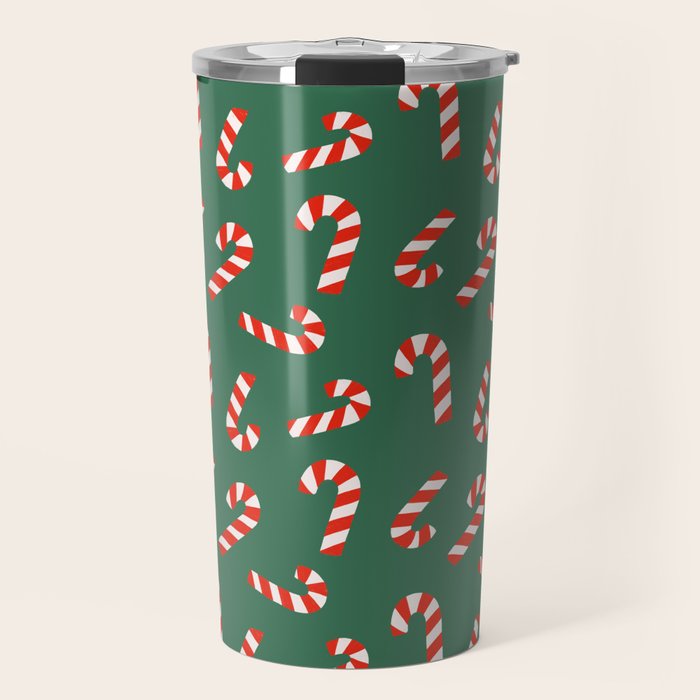 Candy Canes - Green Travel Mug Gallery Image 1