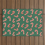 Candy Canes - Green Outdoor Rug Gallery Image 1