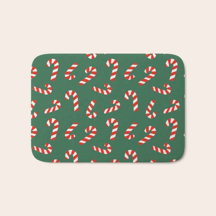 Candy Canes - Green Bath Mat Gallery Image 1