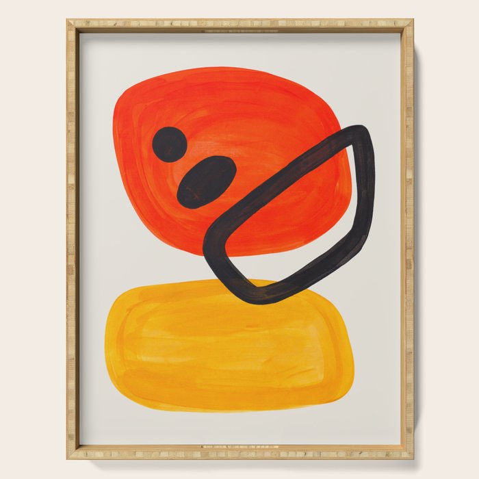 Colorful Mid Century Modern Abstract Fun Shapes Patterns Space Age Orange Yellow Orbit Bubbles Serving Tray Gallery Image 1