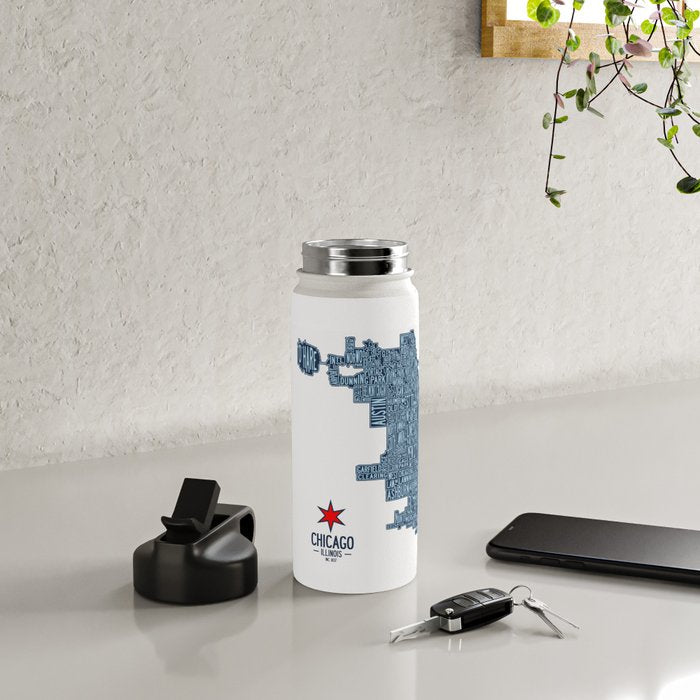 Chicago Neighborhood Map Water Bottle Gallery Image 4