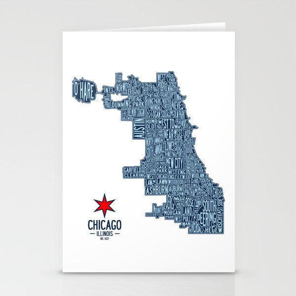 Chicago Neighborhood Map Stationery Card Gallery Image 2
