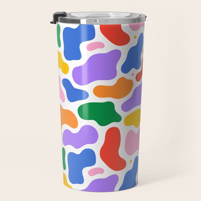Colorful abstract organic shape art pattern Travel Mug Gallery Image 3