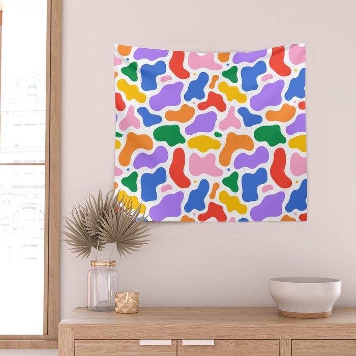 Colorful abstract organic shape art pattern Wall Tapestry Gallery Image 2