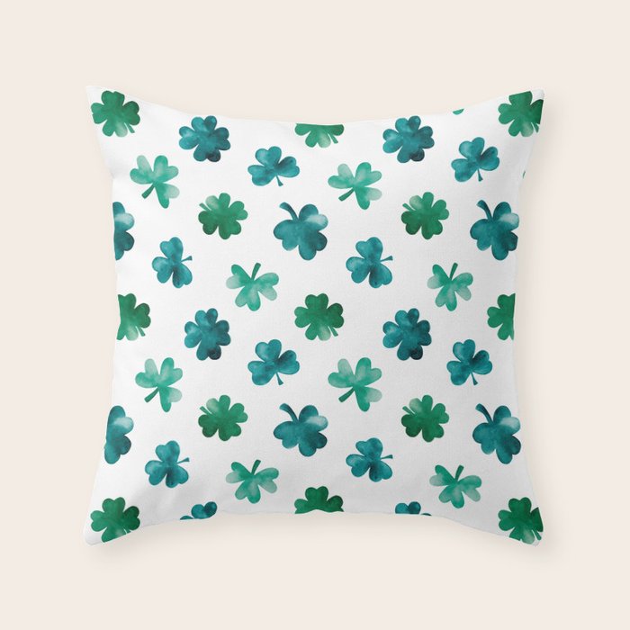 St. Patrick's Day Shamrocks Throw Pillow Gallery Image 1