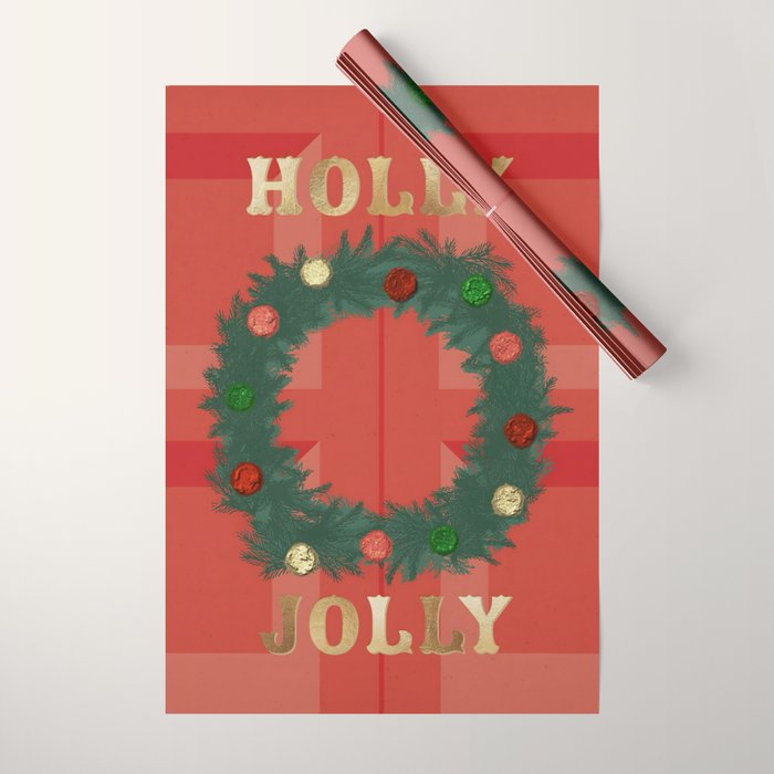 Holly Jolly Garland Wrapping Paper Gallery Image 1