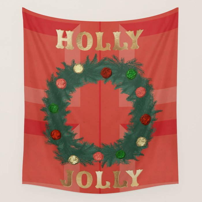 Holly Jolly Garland Wall Tapestry Gallery Image 4