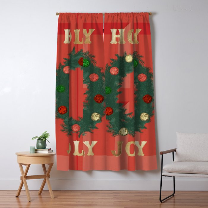 Holly Jolly Garland Window Curtain Gallery Image 1