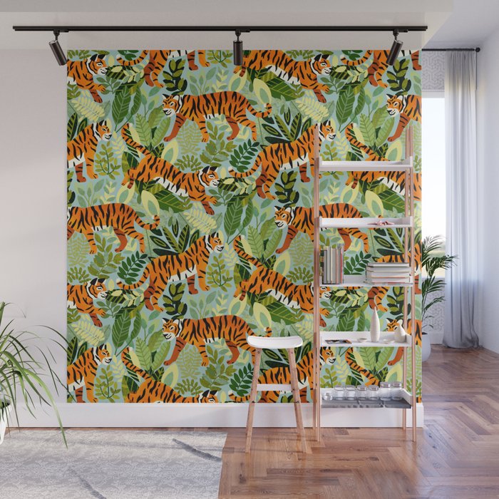 Bright Bengal Tiger Jungle Wall Mural Gallery Image 1