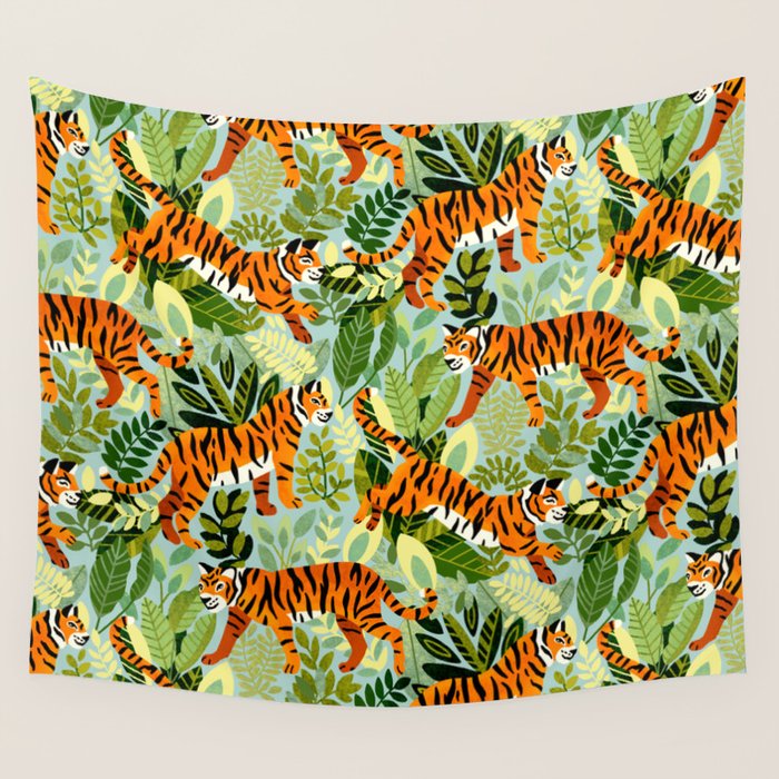 Bright Bengal Tiger Jungle Wall Tapestry Gallery Image 1